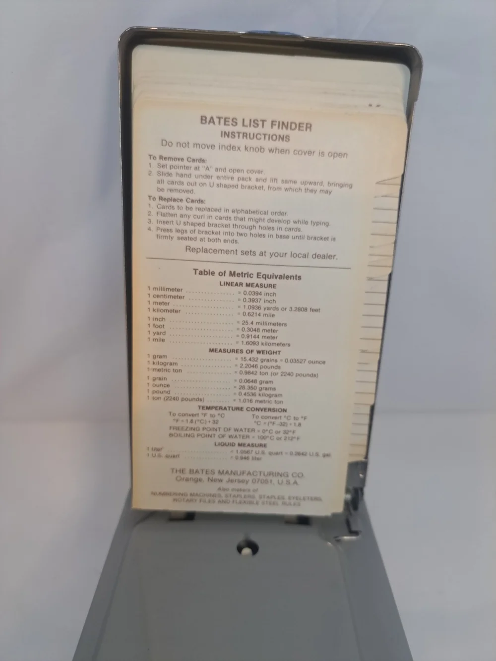 Bates List Finder Secretary Model G Phone Number Address Book Flip Up Metal BLUE